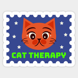 Cat Therapy Postal Stamp Sticker